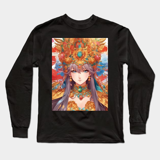 Kawaii Queen Cool Sytle "Manga Maven  Colorful Anime Girl Long Sleeve T-Shirt by animegirlnft